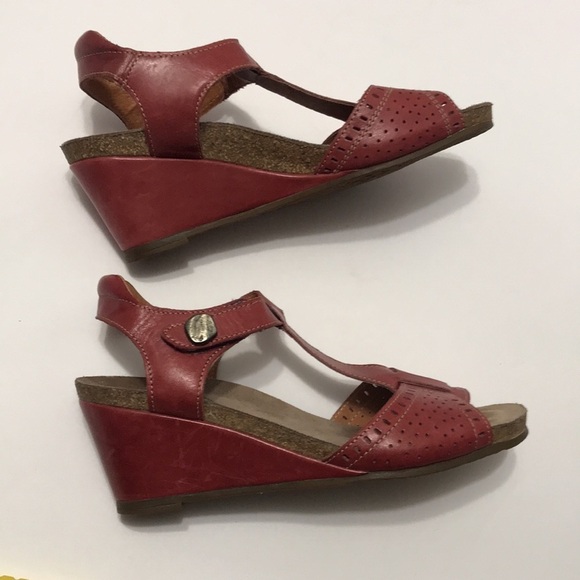 Taos Leather Wedge Sandals Sz 37 - Picture 7 of 9